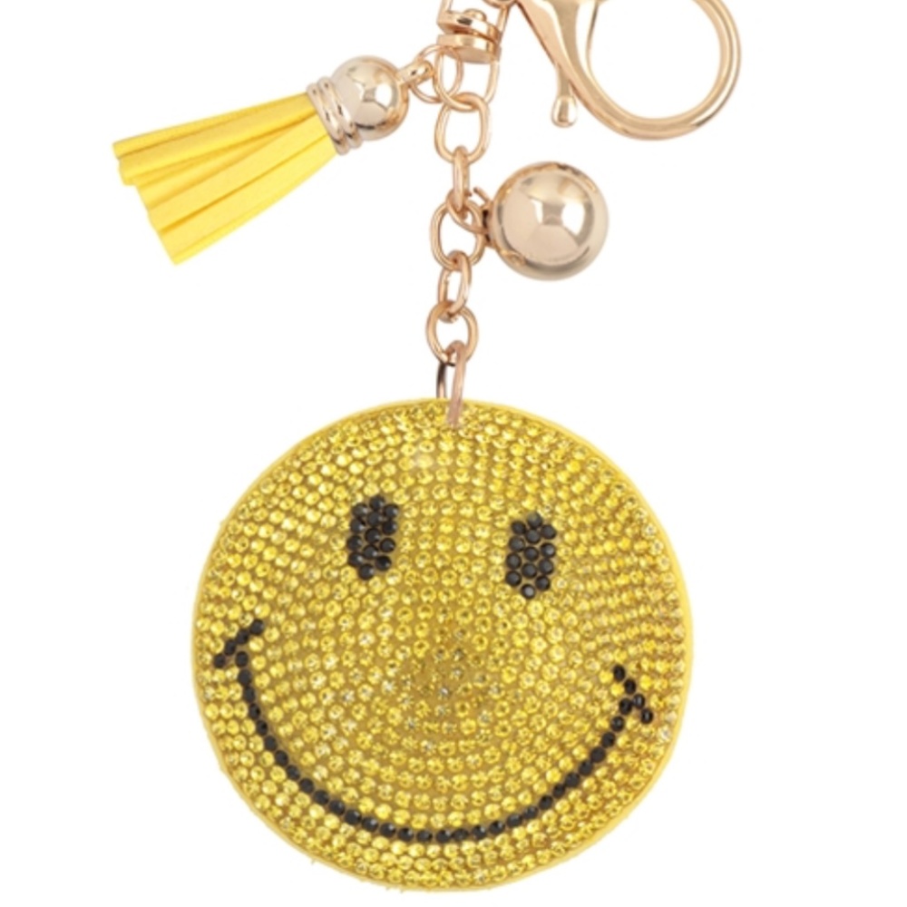 NWT Bling Rhinestone Yellow Emoji Smiley Face Keychain / Purse…